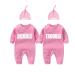 culbutomind Baby Twins Bodysuits Double Trouble Newborn Unisex Baby Romper Cute Outfit With Hat Pink BT 3-6 Months