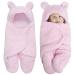 MUSUNFE Baby Girl Gifts Toy 0 6 Months Cute Unisex Newborn Clothes Baby Sleeping Bag Thick Cotton Blankets Plush Wrap Blankets (Pink)