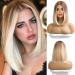 Esmee Short Straight Blonde Bob Wig for Women Natural Synthetic Hair Ombre Wigs with Brown Roots Cosplay Daily Party Use -14 Inches Blonde with Brown Roots 14 Inch (Pack of 1)
