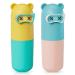 Grayoe 2 pieces of toothbrush cup children toothbrushes etui children in bear form set - cute design toothbrush case for camping travel business trips at home (yellow green+blueosa)