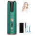 Cordless Automatic Curling Iron Auto Curling Iron with LCD Display Adjustable Temperature & Timer Portable Ceramic Hair Curler USB Charging and Rechargeable (Green)