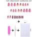 24pcs Short Coffin French Tip False Nails | Pink Purple Glitter Press On Nails | Removable Glue-On Nails | Full Cover Fake Nails - Nail Art Accessories - Buy Online on GoSupps.com