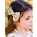 Unicra Large Hair Bow Clip Barrette Hair Pins Sequin Bow Hair Accessories for Toddler Young Girl (Gold)