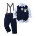 ZOEREA Baby Boy Gentleman Clothes Sets 1-5 Years Infant Wedding Tuxedo Outfits Long Sleeve Formal Shirt+Suspender Pants+Vest+Bowtie+Boutonniere 4-5 Years Blue