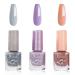 3 Color Nail Polish Set Quick Dry & Long Lasting Nail Varnish Pastel Gel Nail Polish Non-Toxic Water Based Nail Polish Nature No Need UV Nail Paint For Diy Nail Art (Style C)