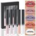 AMY'S DIARY Matte Plum Liquid Lipstick 5Pcs Sets 24-hour Lipstick White Nude Naked Gray Plum Lip Stain 24 Smudge Waterproof for Women (Set06)
