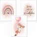 artpin Poster Children's Room Set of 3 Pictures Baby Room Girl Old Pink Balloon Rainbow Fox K3