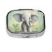 Lovely Elephant Printing 2 Compartment Small Pill Case Cute Small Pill Box Purse Pill Boxs Travel Pill Organizer for Pocket Purse and Travel Gifts