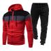 Hanxiulin training suit for men jogging suit fashionable sports suit pants jacket set hooded jacket sports clothing running sweater sports pants and training jacket xxl red