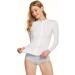 ATHLIO Women's Full Zip UPF 50+ Long Sleeve Rash Guard in White - Size Small - Buy Online on GoSupps.com