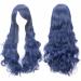 ColorfulPanda Blue Wig Long Curly Wavy Dark Blue Wigs for Women Ladies Cosplay Party Halloween Costume Heat Resistant Synthetic Wig Deep Blue