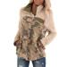 Bigfanshu Woman Dresses Fashion Long Sleeve Plaid Zip Up with Zippered Pockets Winter Jacket Tops Camouflage