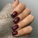 48PCS Reddish Brown Press on Nails Short Square Xcreando Acrylic Nails Fake Nails Set Stick on Nails Glue on Nails Short Nails False Gel Nails Stick on Nails for Women and Girls 48PCS square glossy wine red