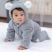 Ceguimos Newborn Baby Hooded Snowsuit Jacket | Warm Fleece Cartoon Bear Romper | Grey 9-12 Months - Buy Online on GoSupps.com