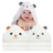 Roxanepig 2pack Baby towels hood 80x80 cm baby bath towels hooded towels baby baby towel bamboo hooded bath towel children's towel bath towels towels for babies newborn gray & orange