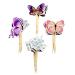 Colorful fun Pets Sloths Cats Dogs Butterflies Cupcake Toppers. Set of 12. (Butterflies)