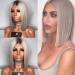 Short Lace Front Wig Dark Grey Bob Wig Human Hair Straight Bob Medium Size Cap Short Lace Wigs Bleached