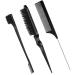 3 Pcs Hair Styling Comb Teasing Comb Set Professional Hair Styling Comb Kit Rat Tail Comb Brush Triple Teasing Comb for Men Women Teasing Slicking Brushing Combing Styling Hair (Black)