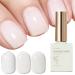 Milky White Gel Nail Polish Jelly Natural Transparent French Manicure Gel Nail Polish Nude Neutral Builder Gel Soak off LED Gel Nail Varnish Nail Art Gel for Girls Women DIY Nail Art at Home(15ML)