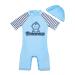 BONVERANO Baby Boys Swimsuit Toddler Bathing Suit Short-Sleeve Zipper One Piece Swimwear with UPF 50+ Sun Protection 2-3 Years Bonverano