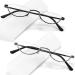 2 Pack Half Lens Reading Glasses Blue Light Blocking Half Moon Frame Semi Rim Spring Hinge Readers with Case for Men Women Black/Gunmetal +2.5 2 Pack (Black/Gunmetal) 2.5 x