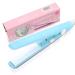 2 in 1 Mini Flat Iron 4 Colors Mini Hair Straightener - Ceramic Tourmaline Plate Beauty Flat Iron Heating Curler for Salon(us-Blue)