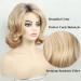 Beimer Blonde Short Curly Bob Wig for Women - Shoulder Length Wavy Wig with Dark Roots - Synthetic Natural Hair for Daily Wear - Buy Online on GoSupps.com