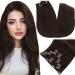 CP Clip Extensions Human Hair Brown Clip in Hair Extension Darkest Brown Clip in Human Hair Extensions Remy Straight 14 Inch 70g #2
