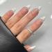 Justotry 24-Piece Almond Pearls Press On Nails - Glossy Nude Oval & White French Artificial Fingernails for Women - Short Acrylic Fake Nails - Buy Online on GoSupps.com