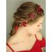 Buy Chargances Bridal Hair Band with Red Flower Design | Elegant Red Crystal & Pearl Hair Accessories for Weddings | Perfect Gift for Women & Girls - Buy Online on GoSupps.com