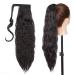 20 Inch Real Long Corn Wave Ponytail Clip in Hair Extensions Magic Paste Wavy Wrap Around Ponytail Hairpiece for Women Natural Black Natural Black 20 Inch