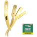 G4 Professional Straight Edge Razor for Men with 100-Pack Derby Blades - Golden Barber Shaving Razor - Buy Online on GoSupps.com
