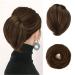 BARSDAR Hair Bun Ponytail Extension, Straight Synthetic Hairpiece Fully Short Ponytail Bun Extensions Hair Accessories Elastic Easy Scrunchie for Women(Darker Brown mixed Auburn) 1 Count (Pack of 1) Darker Brown mixed Auburn
