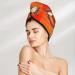 Hair Towel Wrap - Quick Drying Towel Turban with Button | Orange Rotating Hair Drying Towel - Buy Online on GoSupps.com