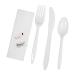Value Plus (500 Count) 6 Piece Disposable Plastic Cutlery Set White Knife Fork Spoon Napkin Salt and Pepper Sachet Individually Wrapped Cutlery Kits Bulk Cutlery Set for Takeaway