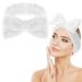 Spa Bowknot headband women spa hair band cosmetics coral fleece makeup hair bands elastic cosmetic headband wide -clamp coral fleece washing face head wrap for shower skin care (white)
