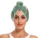 White Flower Green Leaf Hair Towel 2 Pack Super Absorbent Hair Drying Towel Quick Dry Hair Turbans Head Towel with Button Twisty Wrap for Women Girls