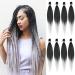 66cm 8 B ndel Professional EZ Pre-Stretched Braid Hair Extension Yaki Kunsthaar For Twist Braids Hair Extensions Black to Silver 8 Packs of Set Black On Silver