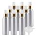 TIANZD 12 Pcs 150ml Empty Silver Aluminium Fine Mist Spray Bottle with White/Gold Metal Spray Head Refillable Travel Alu Bottles for Body Sprays Room Fragrances Perfumes Hair Garden Funnel Gold 150ml