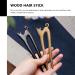 Lurrose Wooden Cat Hair Stick U Shaped for Women - Hair Styling Tool for Japanese Chinese Hanfu Chignon, Black French Hair Pin - Buy Online on GoSupps.com