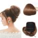 Wedding Hair Bun Hepburn Hair Bun Scrunchie Hair Extension Updo Hairpiece Wavy Curly Hair Ribbon Fashion Chignons Wig Drawstring Ponytail Extension - Light Brown