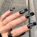 Sethexy Flame False Nails - Medium Ballerina Black Press-On Acrylic Nails (24 pcs) for Women & Girls - Buy Online on GoSupps.com