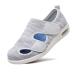 ZGDG Women Diabetic Sandal House Slipper Non-Slip Walking Shoes with Adjustable Closure for Elderly Diabetes Edema Swollen Feet Heel Pain Relief Indoor Outdoor Air Cushion Sneakers 7 Wide Light Gray