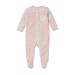 MORI Baby Boys and Girls Clever Sleepsuit - Unisex 2 Way Zipped Organic Pyjama - Comfortable Toddler Footed Nightwear 0 Month Blush Stripe - Two Way Zip