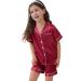 SWOMOG Kids Silk Pyjamas Set Short Sleeve Satin PJs | Red | Ages 4-16 - Buy Online on GoSupps.com