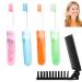 Jiakalamo 4 pieces of travel toothbrush kit foldable travel toothbrush with foldable comb foldable travel toothbrush soft bristle brushes for adult children's child camping hiking holder brush packed pink orange blue green