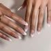 French Tip Press on Nails Long Almond Fake Nails White Tip(wide tip)Nude Pink Glossy Acrylic False Nails Kit for Women Girls Artificial Nails 24 Pcs xin3