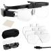 Lighted Headband Magnifier with LED Light Hands-Free Head Magnifier Glass USB Rechargeable Magnifying Headband Double Slot with 3 Lenses 1.5X 2.0X 2.5X Storage Case