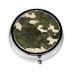 Army Camouflageround Pill Box 3 Compartment Round Pill Box Organizer * Portable Travel Pill Box for Traveling. Black