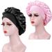 AliLeader 2Pcs Silk Hair Bonnet for Sleeping - Black+Pink Satin Cap for Curly Hair - Elastic Band Soft Hair Wrap for Women - Buy Online on GoSupps.com